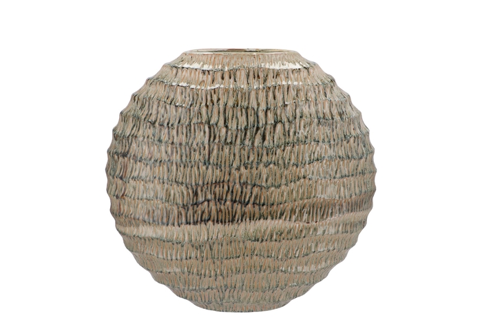 <h4>Inga Jada Green Oval Vase Active Glaze Wave 31x12x30cm</h4>