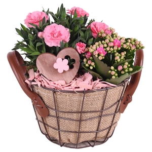 Mothersday Arr. Outdoor Metal Wire Basket Jute Ø17cm 2PP