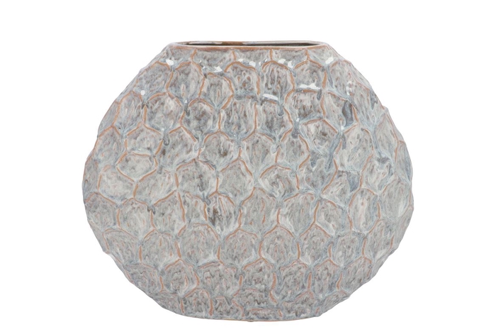 <h4>Inga Jada Grey Oval Vase Active Glaze Struct 32x12x26cm Nm</h4>