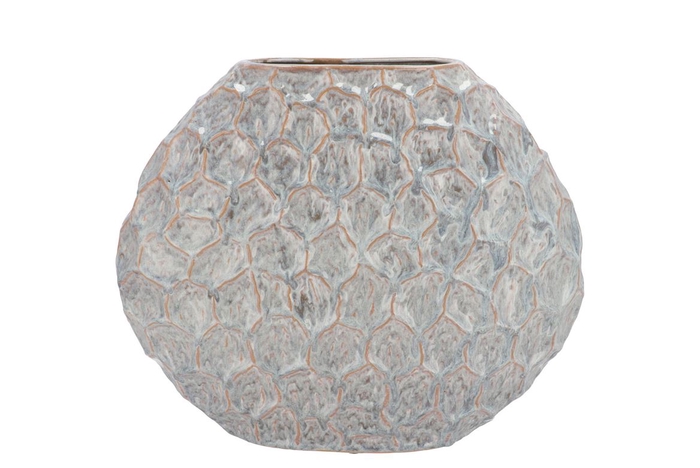 <h4>Inga Jada Grey Oval Vase Active Glaze Structure 32x12x26cm</h4>