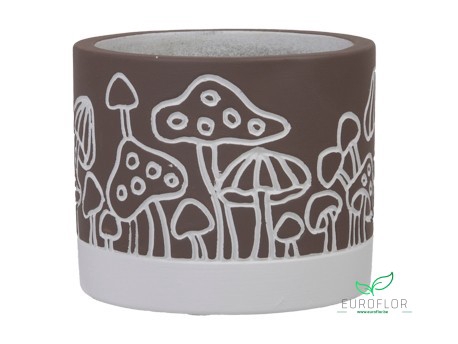 CEMENT FLOWERPOT MUSHROOM BROWN D11 9CM