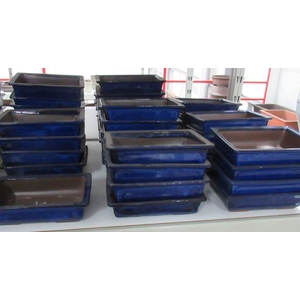 pot rectangle glazed blue (22x16x5,5)