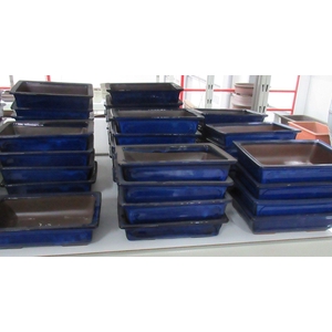 pot rectangle glazed blue (22x16x5,5)