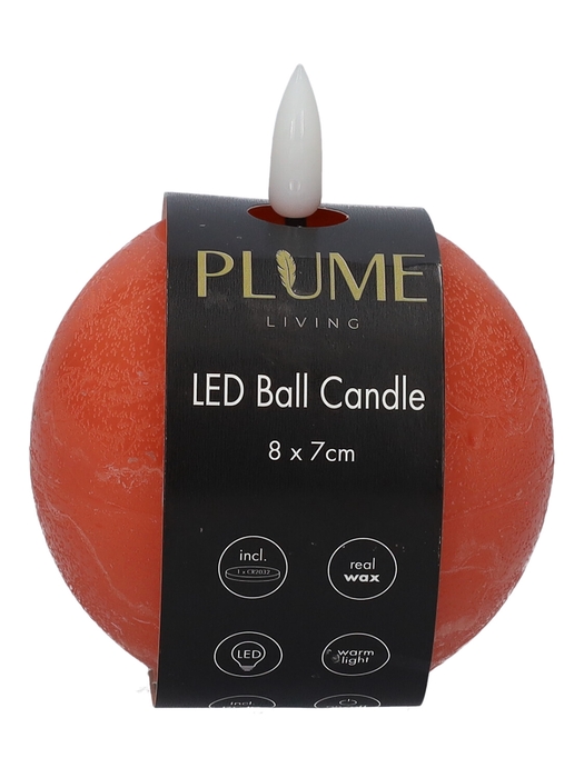 <h4>DF-731303100 - Ball LED candle Lumina1 RC d8xh7 salmon</h4>