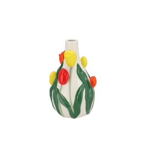 Isa Dutch Orange/yellow/red Mix Vase Neck Tulip 14x13x22cm