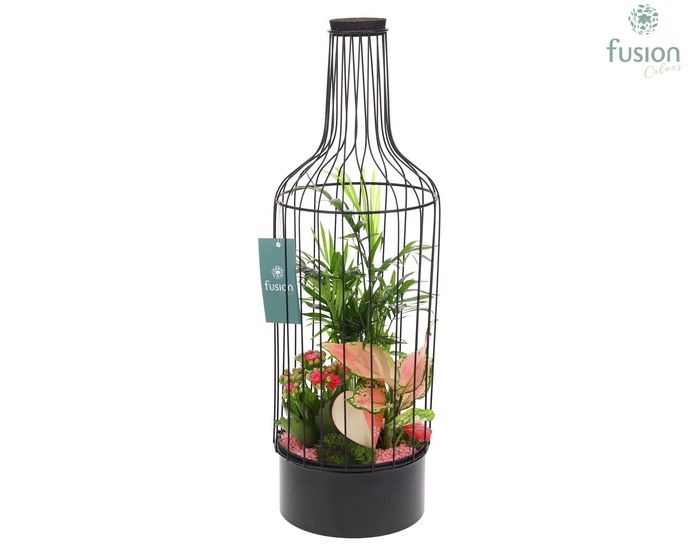 <h4>Metaal fles zwart Large Love met arrangement</h4>