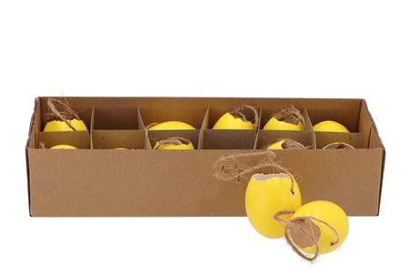 <h4>Eggs Chicken Pendant Yellow 5x6cm P/12</h4>