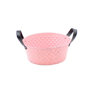 Zinc planter pink with diamond pattern d22