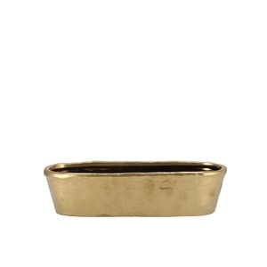 Iron Stone Gold Glazed Oval Pot 32x10x8cm