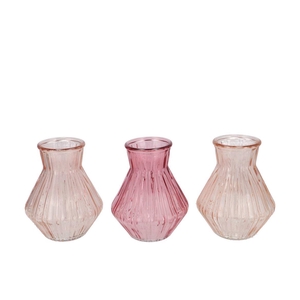 Roman Sweets Pink Clear Mix Diamond Glass Vase Ass 15x21 Nm