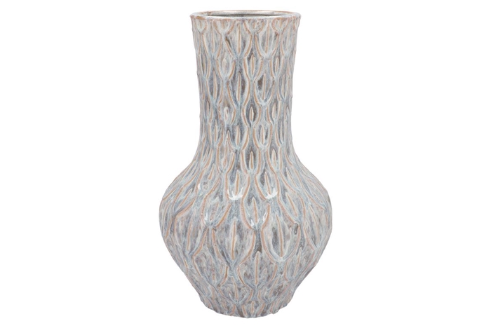 <h4>Inga Boa Grey Vase Neck Active Glaze 28x28x46cm</h4>