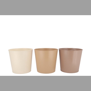 Zinc Natural Brown Mix Bucket Striped Ass 17x16x13cm
