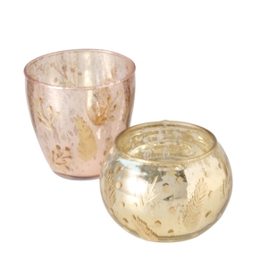 Windlight Sparkle, 2 ass., Round, H 9 cm, Glass lacquered, 4066076423446, 2051263