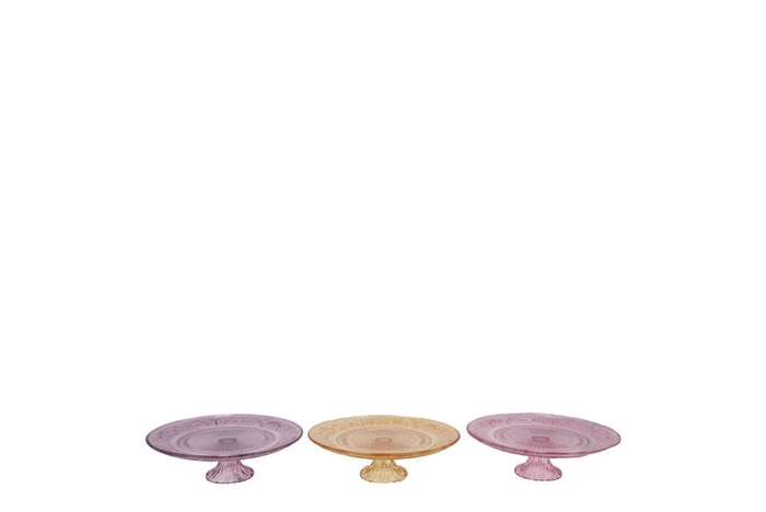 Dayah Pastel Mix Glass Plate On Foot 15x8cm Ass P/1 Nm