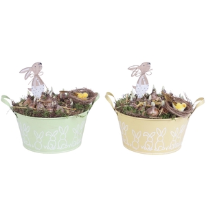 Easter Arr. Narcis Zinc Pot Round Bunny Relief Ø21cm