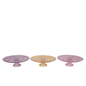 Dayah Pastel Mix Glass Plate On Foot 25x9cm Ass P/1 Nm