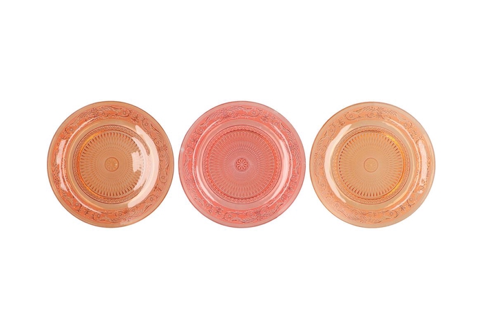 <h4>Dayah coral sunset glass plate 20x2cm ass p/1</h4>