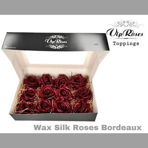WAX SILK ROSES BORDEAUX
