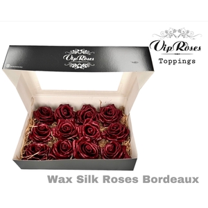 WAX SILK ROSES BORDEAUX