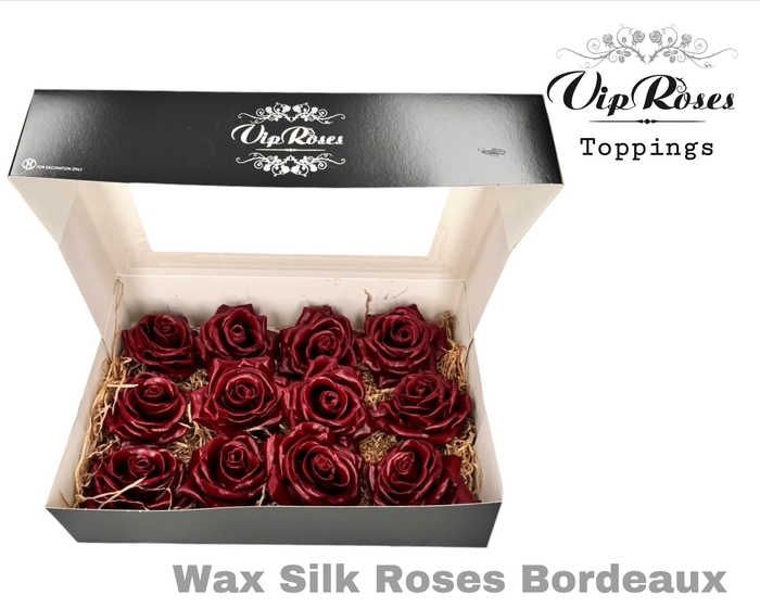 WAX SILK ROSES BORDEAUX