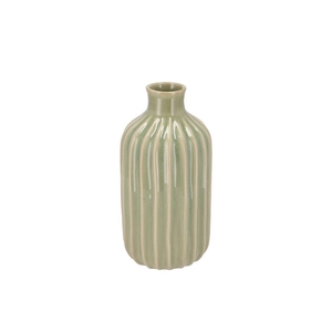 Gia Green Stripe Vase 15x15x28cm