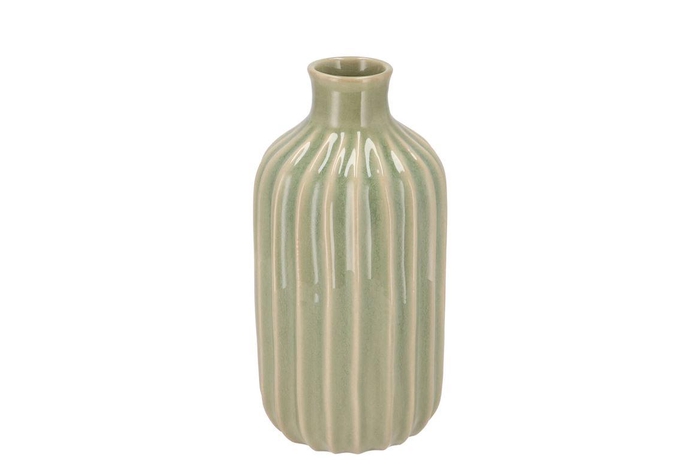 <h4>Gia Green Stripe Vase 15x15x28cm Nm</h4>