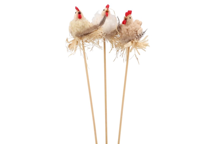 <h4>Easter Stick Fluffy Chicken Nest Natural Ass P/1 50x8cm</h4>