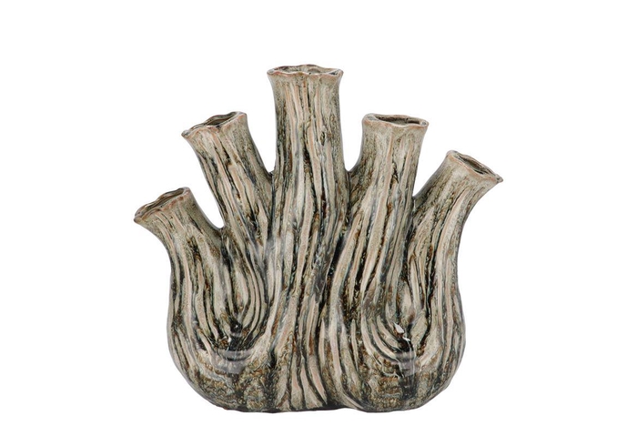 Aglio Green Active Glaze Vase Oval 25x11x24cm Nm