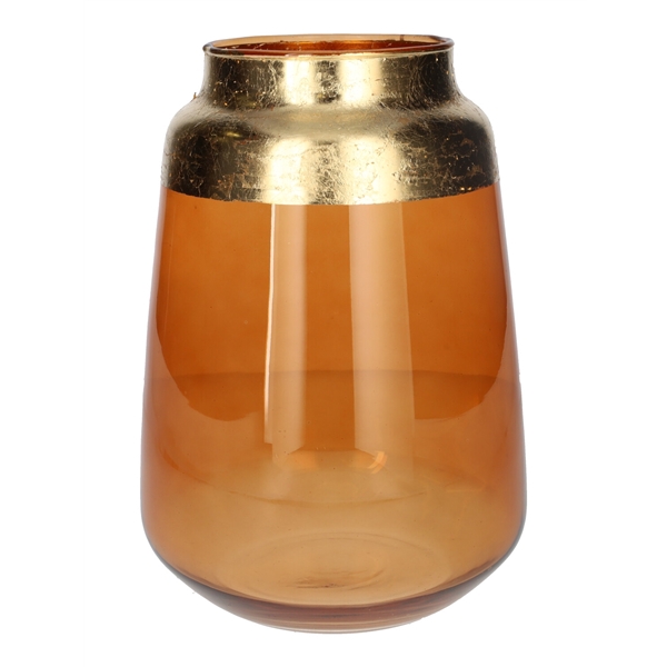 <h4>Vase Rosie d10.4\\17xh24.2 brown transp\\gold</h4>