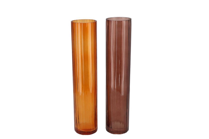 <h4>Marly Amber Brown Vase Ass 7x7x33cm</h4>