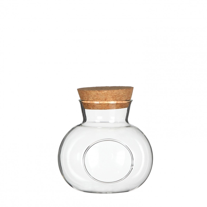 <h4>Glass Cork ballvase+hole d15*14cm</h4>