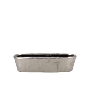 Iron Stone Silver Glazed Oval Pot 32x10x8cm