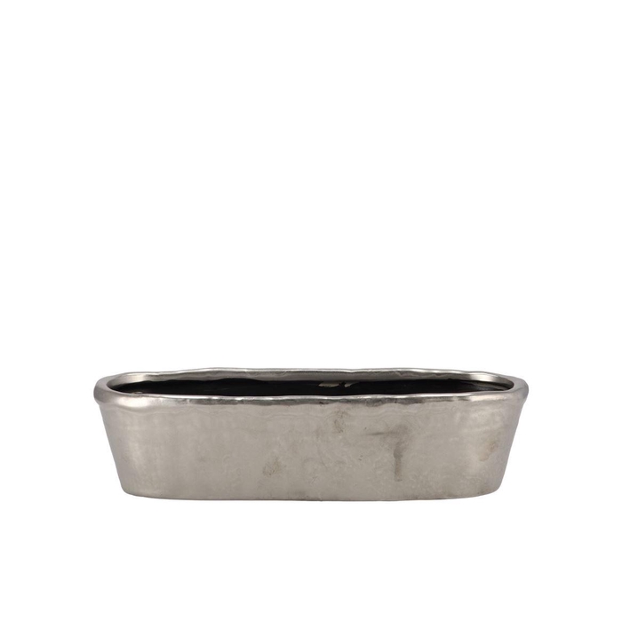 <h4>Iron Stone Silver Glazed Oval Pot 32x10x8cm</h4>