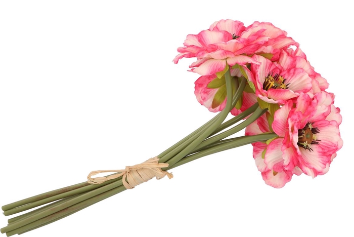 Silk Poppy Bouquet Pink/white 9x 33cm