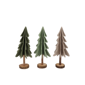 Felt Green Beige X-mas Tree Stand Ass 13x29cm