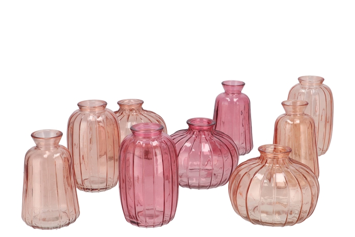 Dayah Sweets Pink Mix Glass Bottle Set 3 7x11cm