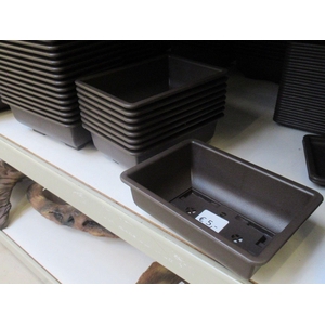 Bonsai pot rectangle, brown plastic (21,5x15,5x7,5) , trainingpot