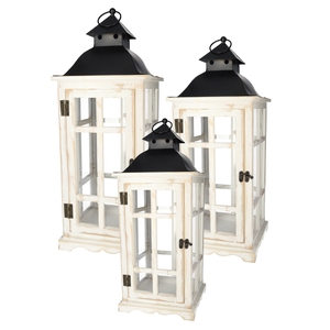 DF05-730260900 - Set/3 Lantern Kenzi 28x28x72 white wash