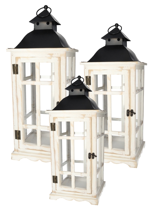 DF05-730260900 - Set/3 Lantern Kenzi 28x28x72 white wash