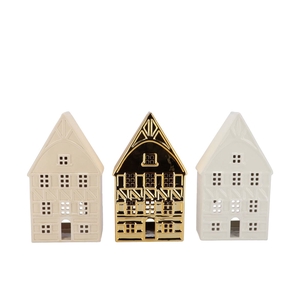 Jolie Cozy Gold House T-light Ass 10x8x19cm