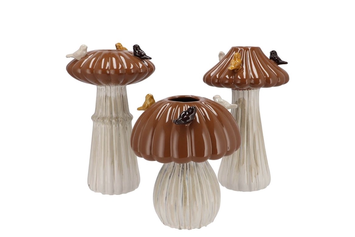 <h4>Bird Mushroom Vase Brown Ass 14x14x20cm Nm</h4>