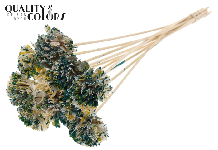 Shola Karnish Flower 6cm on stem Multicolour Green/Yellow