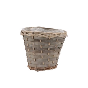 Wicker Basket Pot Round Grey 16x14cm