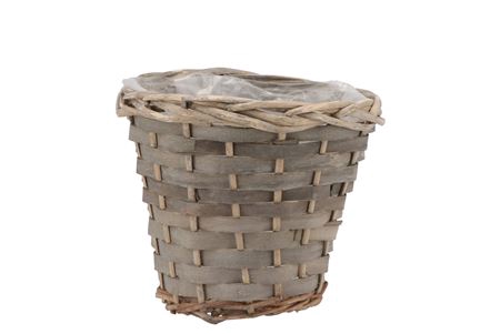 <h4>Wicker Basket Pot Round Grey 16x14cm</h4>