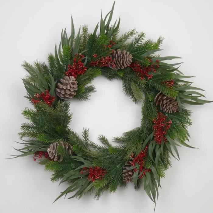 <h4>AF Wreath Mx+Cone 60cm Gre/Red</h4>