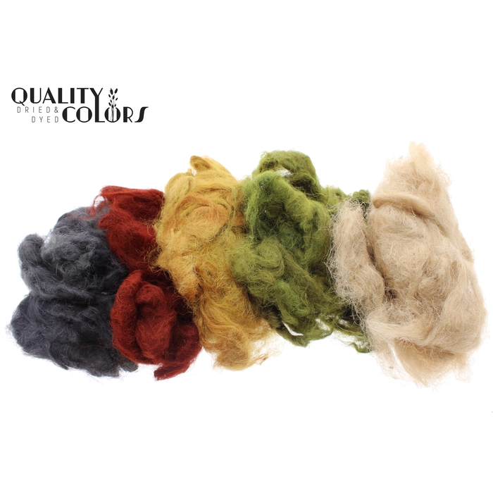 <h4>Fuzzy fibre 250 gram in poly Mix Earth colours</h4>