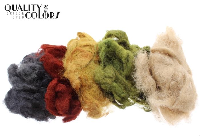 Fuzzy fibre 250 gram in poly Mix Earth colours
