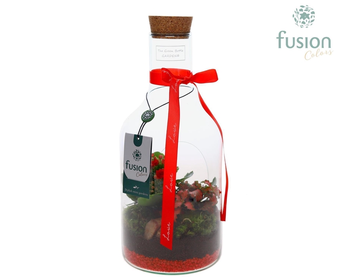 <h4>Green Bottle Fles Small Love met Arrangement</h4>