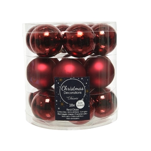 KERSTBAL GLASS 40MM 18PCS OXBLOOD