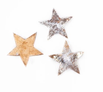 DECO Coconut shell stars 5 cm patina silver - 4pcs